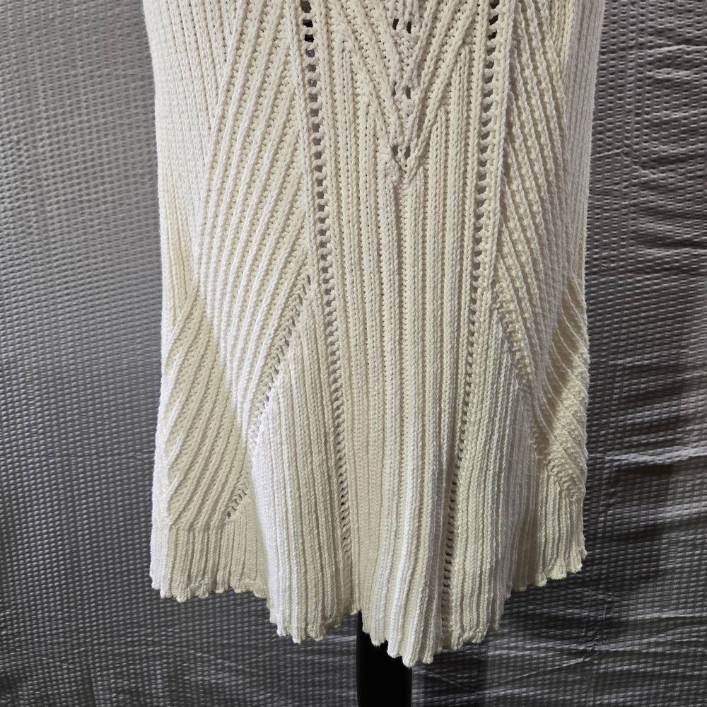 Anthropologie Cream Pointelle Knit Open Back V-Neck Sweater Dress Made in Turkey - Picture 7 of 15